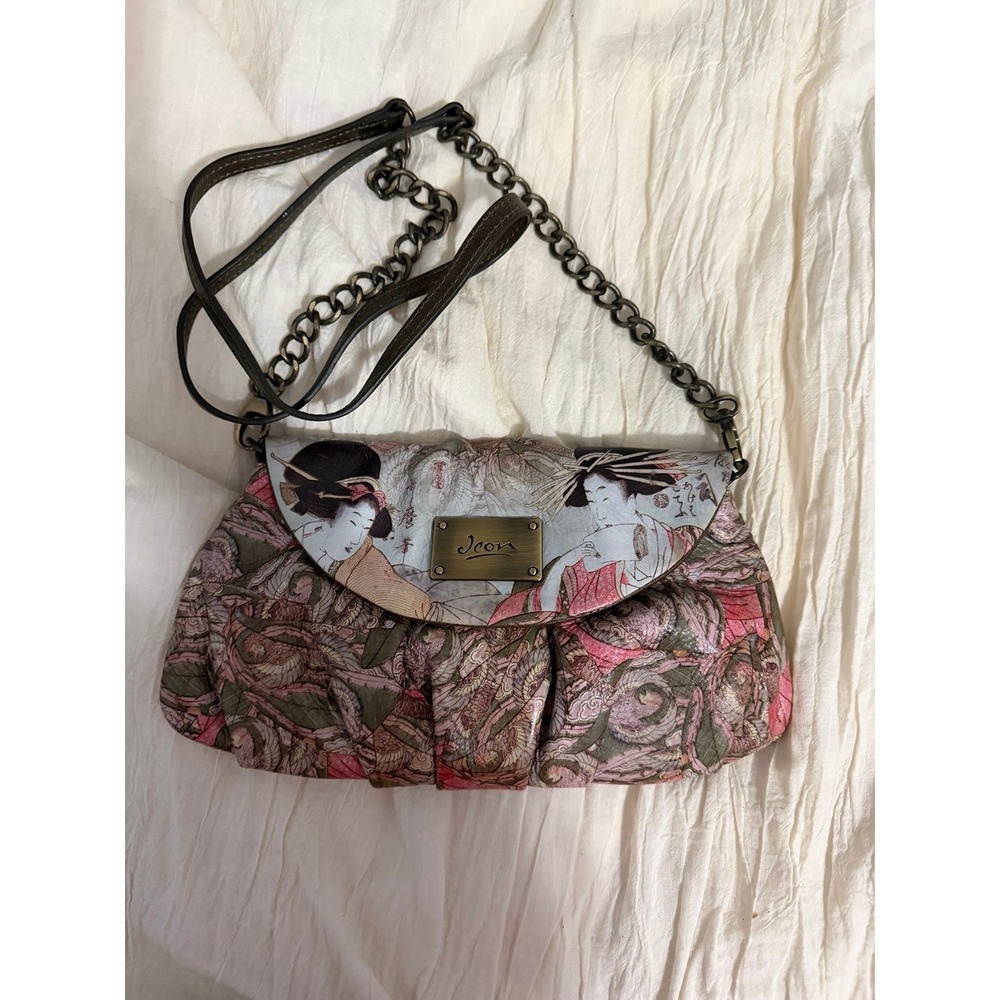 JEON Los Angeles Japanese art to‎ wear Geisha crossbody leather bag